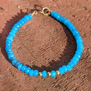 14K Gold Filled Blue Chalcedony Bracelet